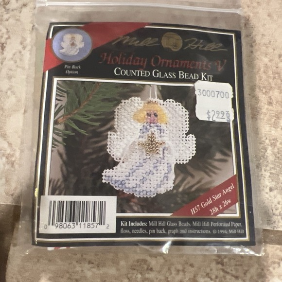 1994 Mill Hill Holiday Ornament V Gold Star Angel H57 Counted Glass Bead Kit NIP - Picture 1 of 2